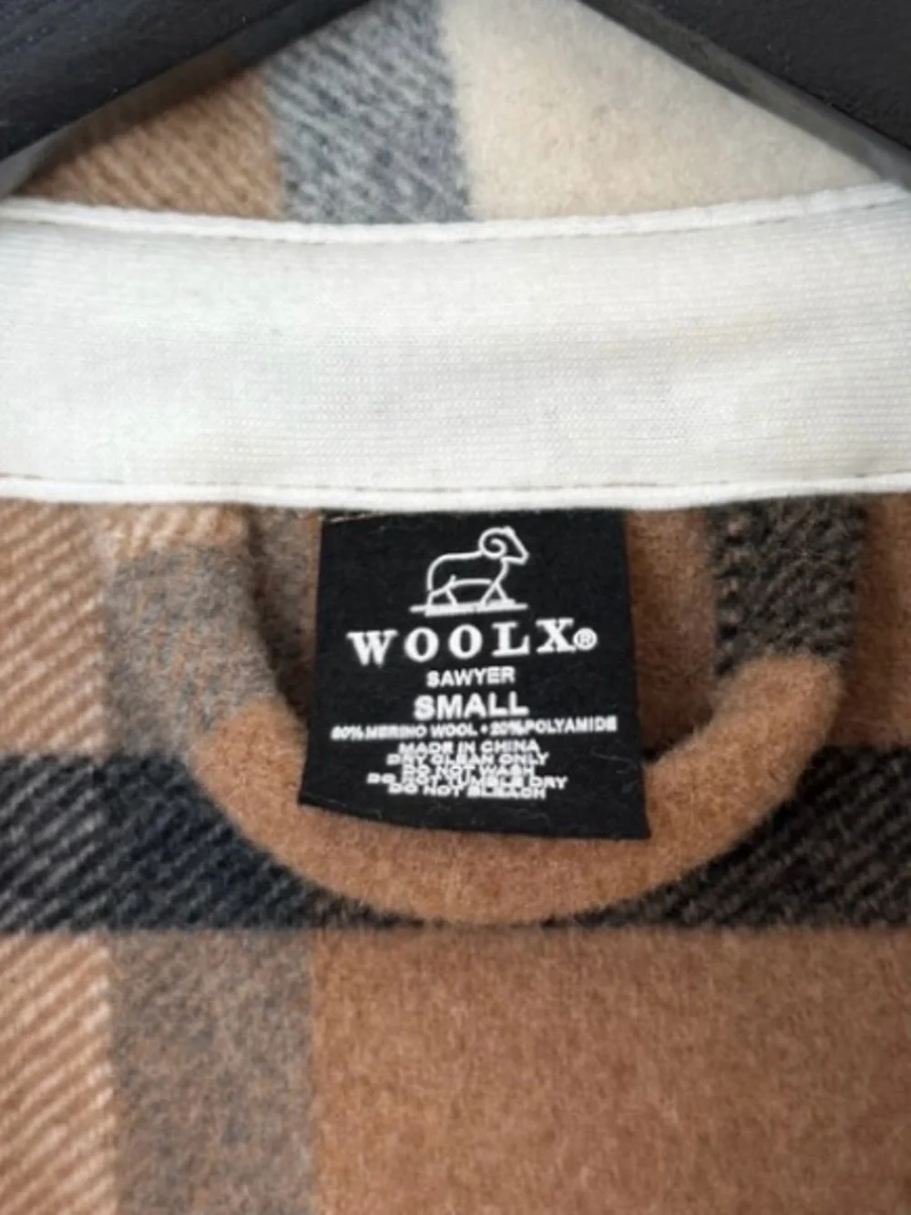 Woolx Sawyer Oversized Merino Wool Shacket Espresso Plaid S Brown Shirt Jacket - Picture 9 of 10